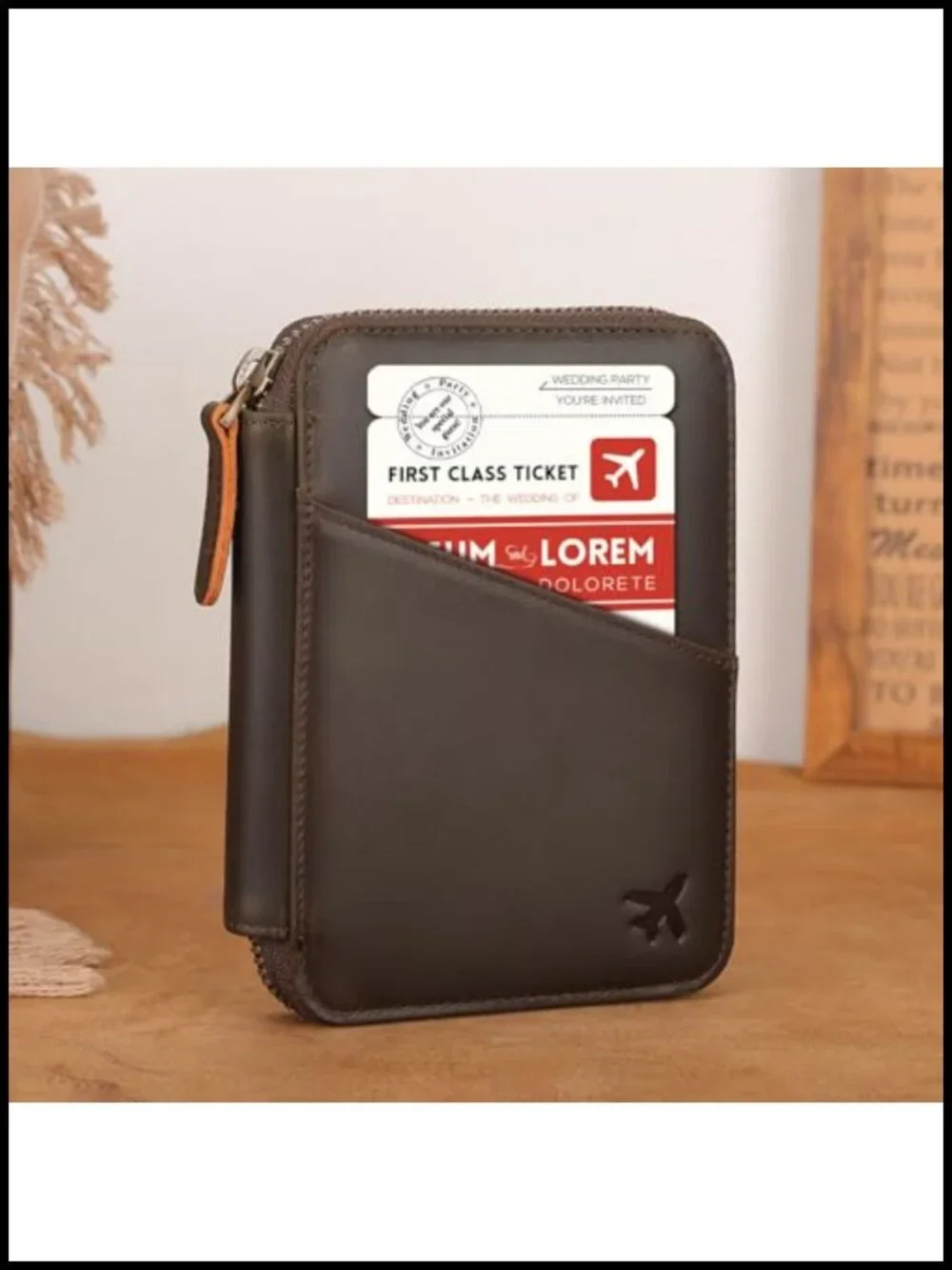 Leather RFID Blocking Tri-fold Travel Wallet Passport Holder Pilot Document